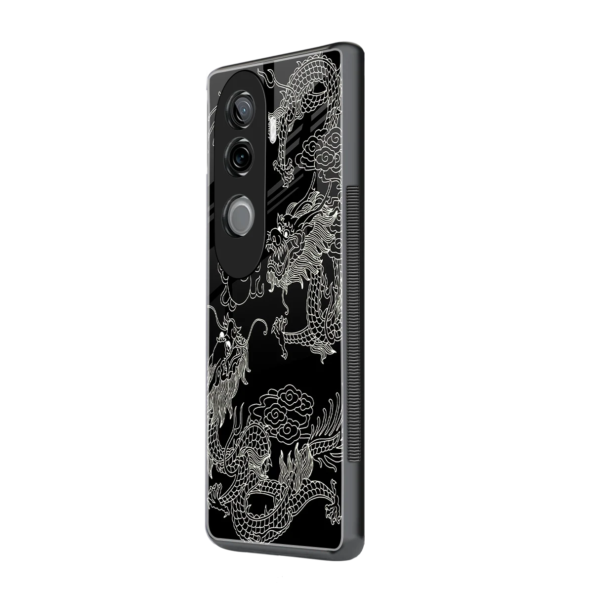 Dragons Black vivo v40e mobile cover | shockproof glass phone case