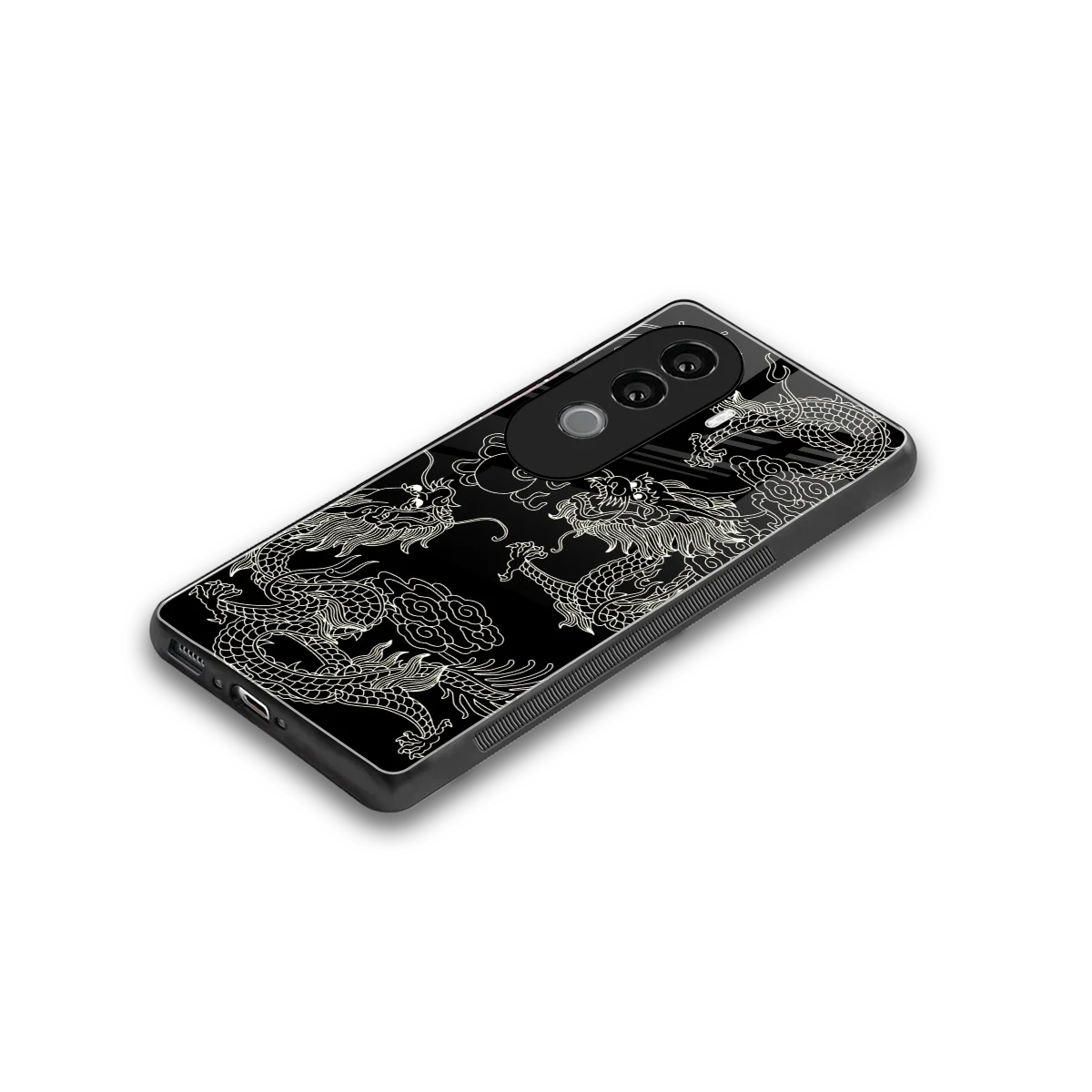 Dragons Black stylish phone case for vivo v40e | glossy glass and slim fit