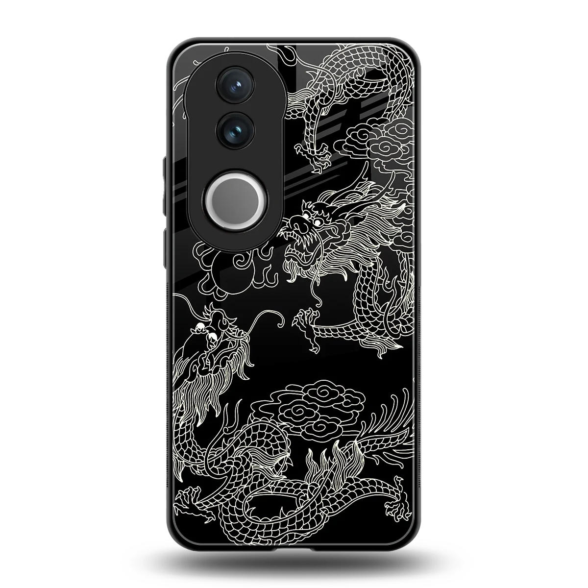 Dragons Black back phone cover | glass case for vivo v50