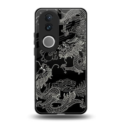 Dragons Black back phone cover | glass case for vivo v50