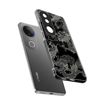 Dragons Black sleek vivo v50 cover with tempered glass back and TPU edges