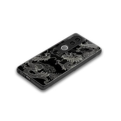 Dragons Black stylish phone case for vivo v50 | glossy glass and slim fit