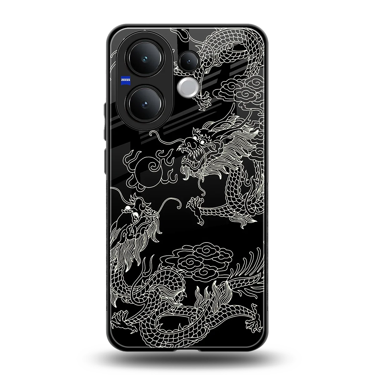 Dragons Black back phone cover | glass case for vivo v60