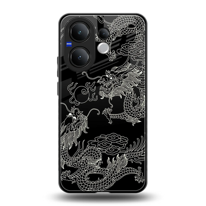 Dragons Black back phone cover | glass case for vivo v60