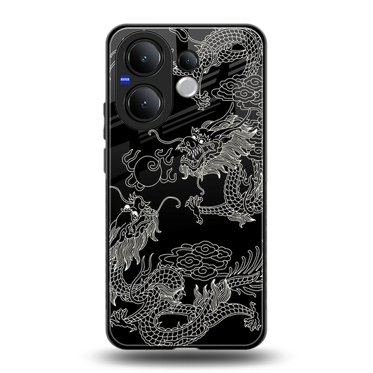 Dragons Black back phone cover | glass case for vivo v60
