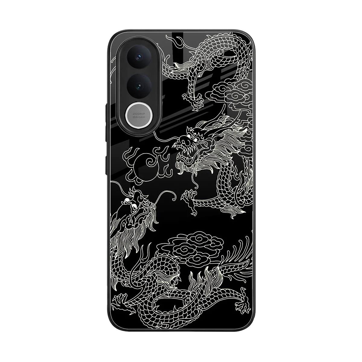 Dragons Black back phone cover | glass case for vivo v70 fe