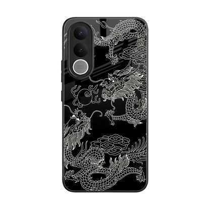 Dragons Black back phone cover | glass case for vivo v70 fe