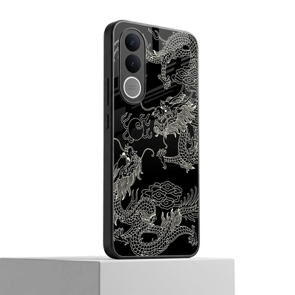 Dragons Black vivo v70 fe mobile cover | shockproof glass phone case
