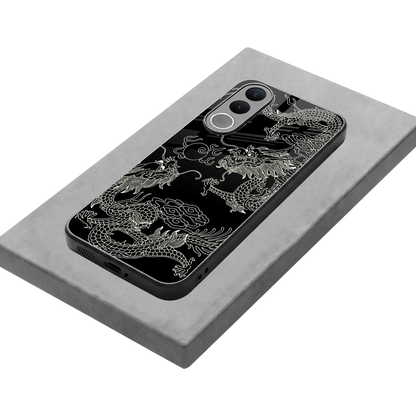 Dragons Black stylish phone case for vivo v70 fe | glossy glass and slim fit