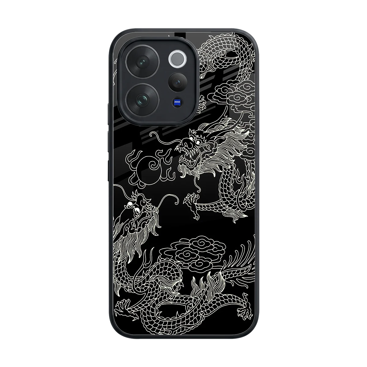 Dragons Black back phone cover | glass case for vivo v70