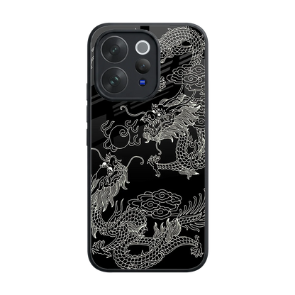 Dragons Black back phone cover | glass case for vivo v70 elite