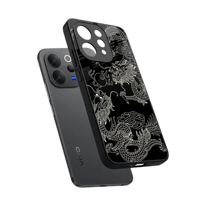 Dragons Black sleek vivo v70 elite cover with tempered glass back and TPU edges