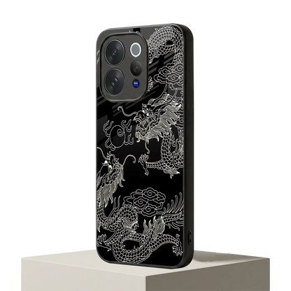 Dragons Black vivo v70 mobile cover | shockproof glass phone case