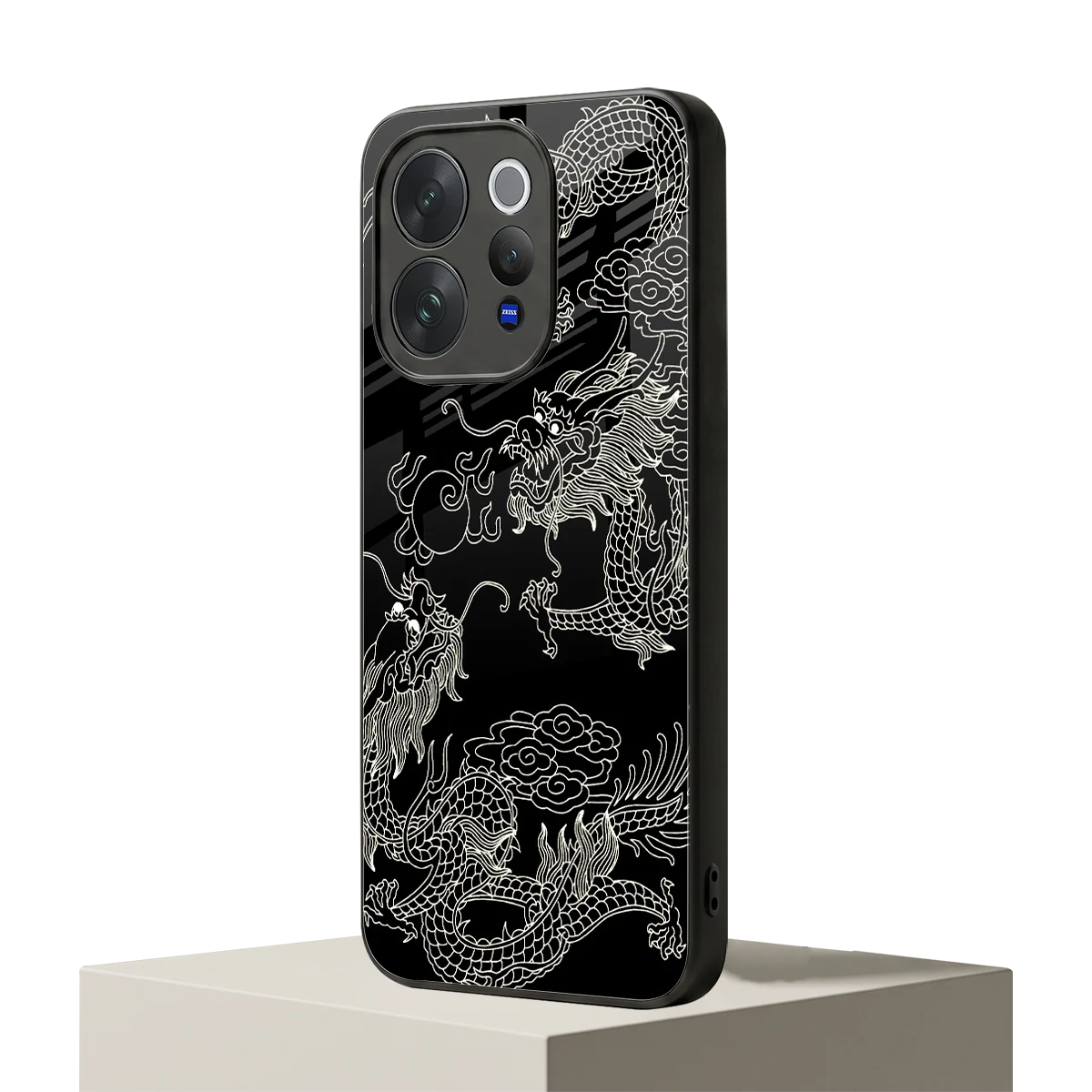 Dragons Black vivo v70 elite mobile cover | shockproof glass phone case