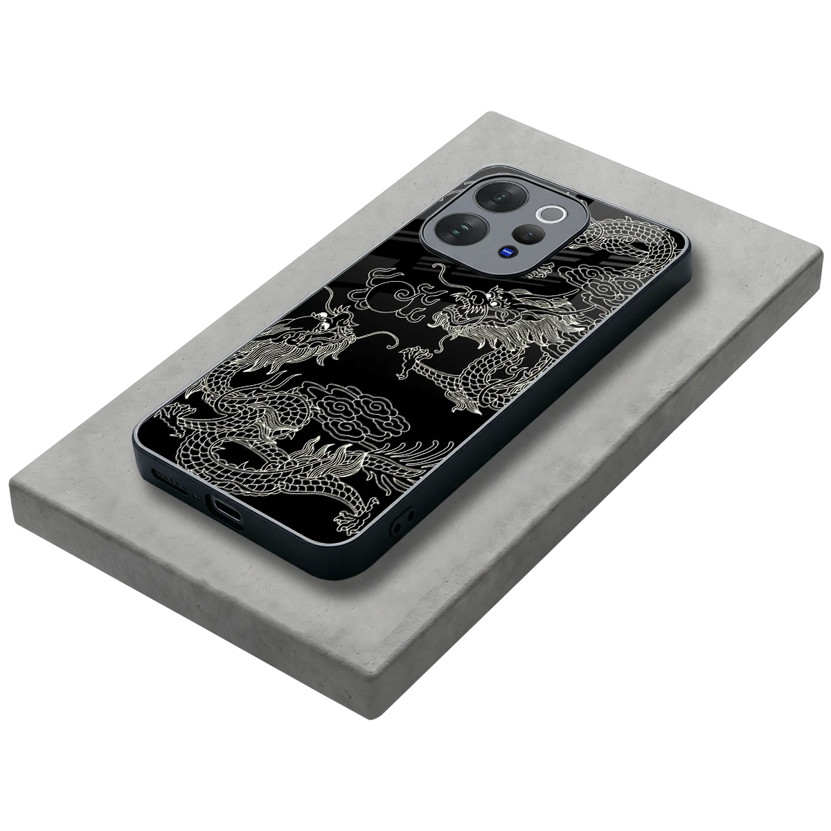 Dragons Black stylish phone case for vivo v70 | glossy glass and slim fit