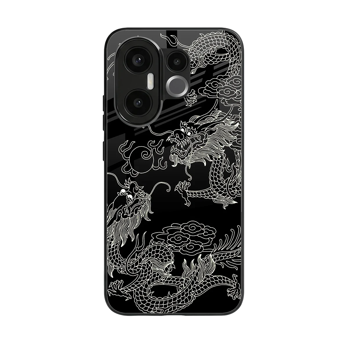 Dragons Black back phone cover | glass case for vivo x200 fe
