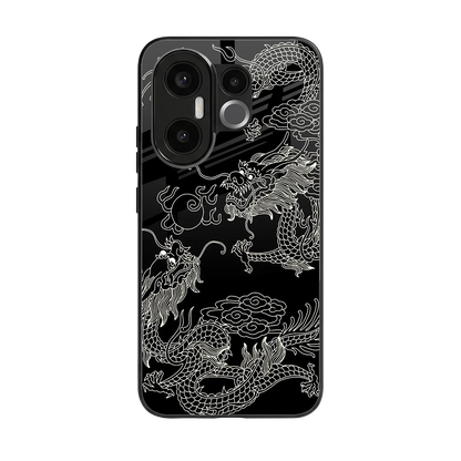 Dragons Black back phone cover | glass case for vivo x200 fe