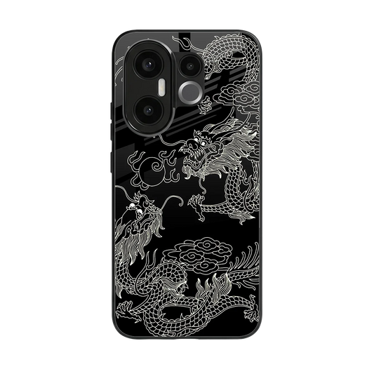 Dragons Black back phone cover | glass case for vivo x200 fe