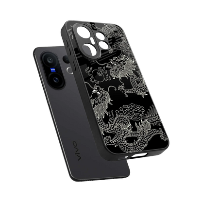 Dragons Black sleek vivo x200 fe cover with tempered glass back and TPU edges