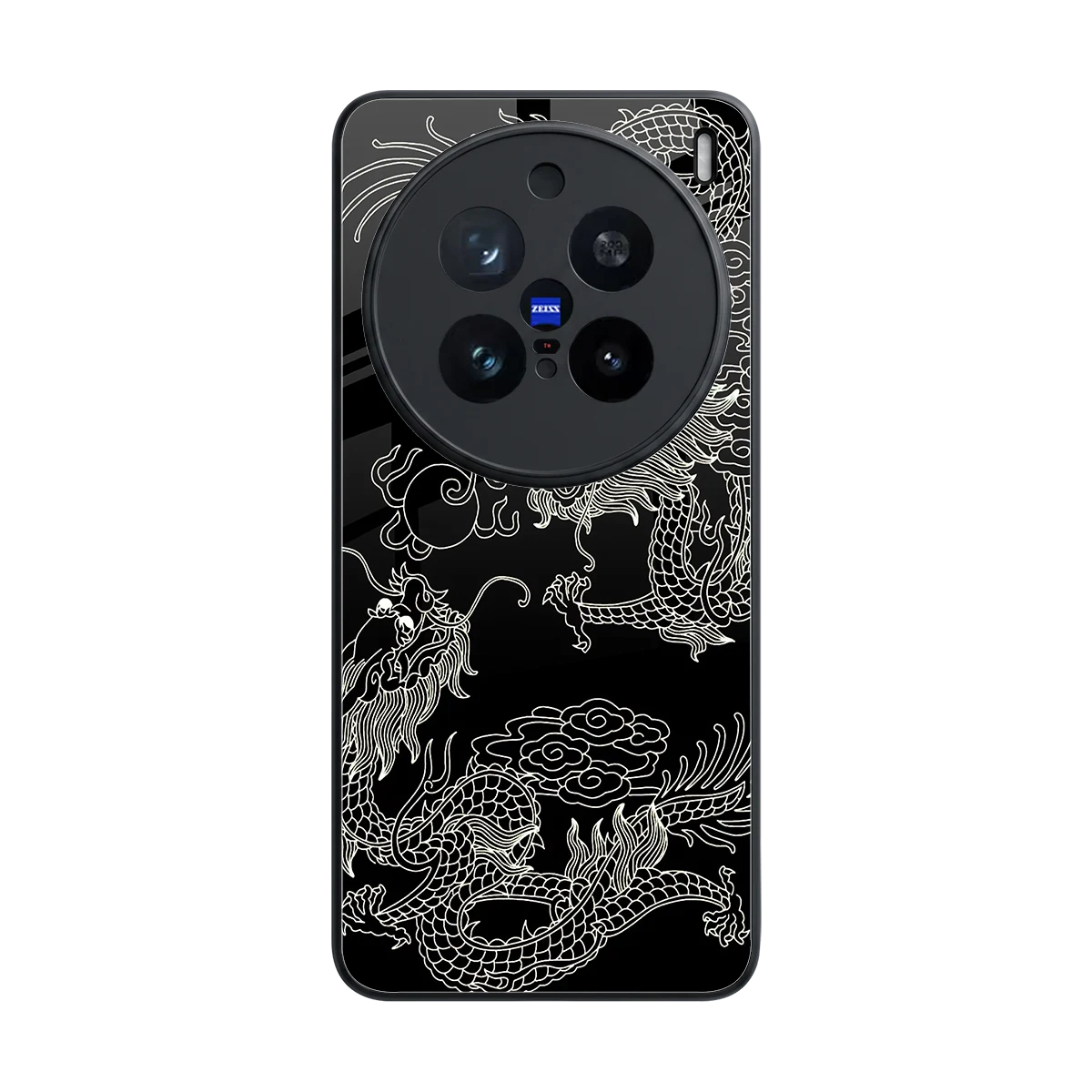 Dragons Black back phone cover | glass case for vivo x200 pro