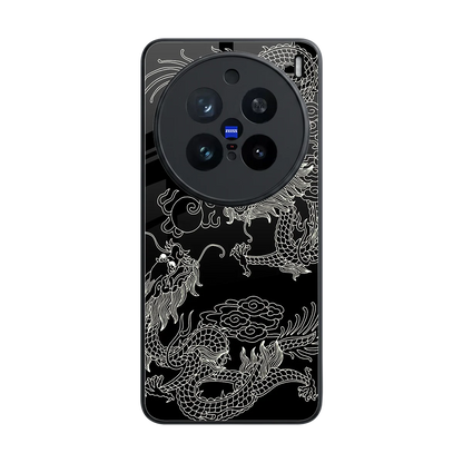 Dragons Black back phone cover | glass case for vivo x200 pro