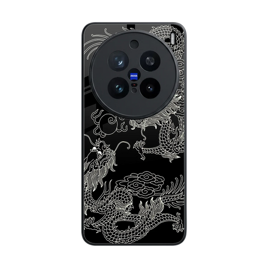Dragons Black back phone cover | glass case for vivo x200 pro