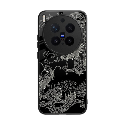 Dragons Black back phone cover | glass case for vivo x300 pro