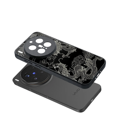 Dragons Black sleek vivo x300 pro cover with tempered glass back and TPU edges