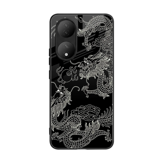 Dragons Black back phone cover | glass case for Vivo-y100