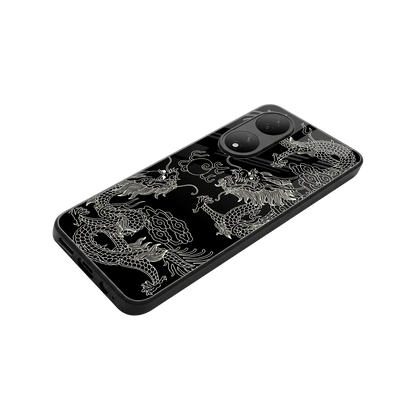 Dragons Black stylish phone case for Vivo-y100 | glossy glass and slim fit