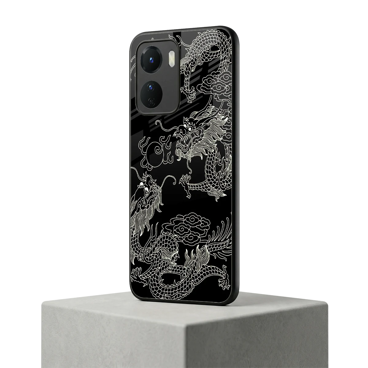 Dragons Black vivo y16 mobile cover | shockproof glass phone case