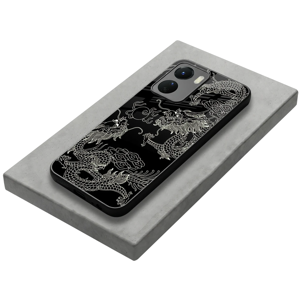 Dragons Black stylish phone case for vivo y16 | glossy glass and slim fit