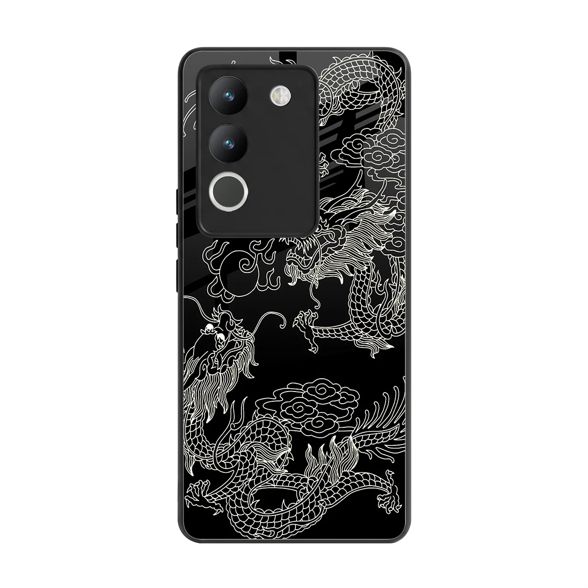 Dragons Black back phone cover | glass case for vivo y200 5g
