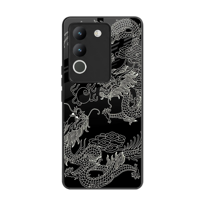 Dragons Black back phone cover | glass case for vivo y200 5g
