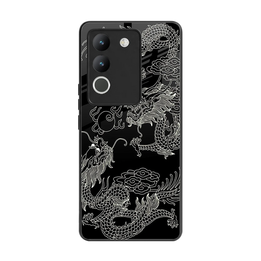 Dragons Black back phone cover | glass case for vivo y200 5g