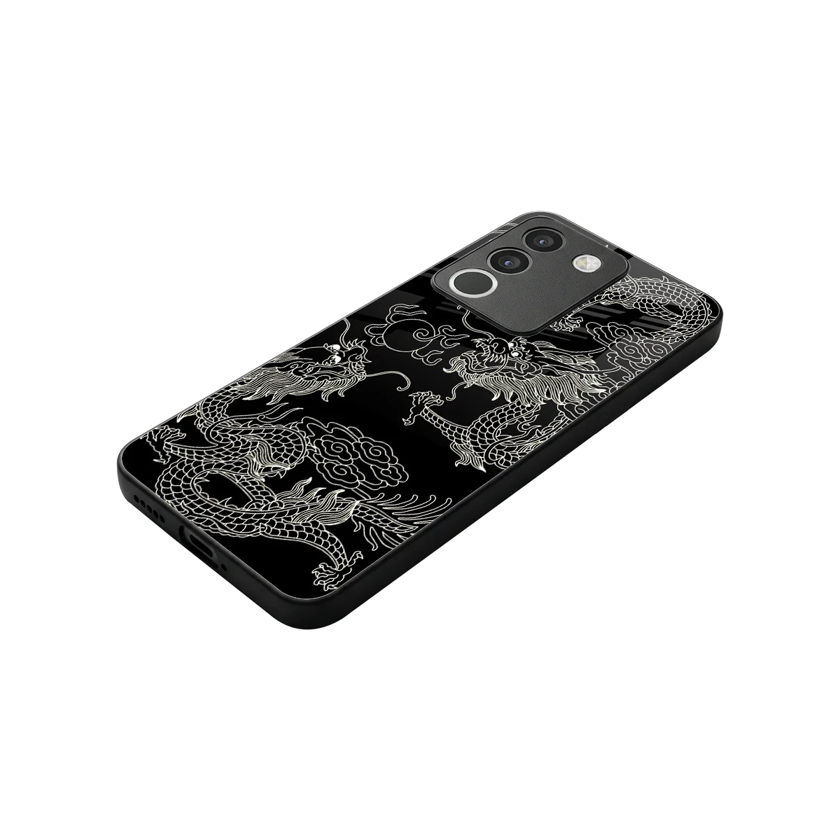 Dragons Black stylish phone case for vivo y200 5g | glossy glass and slim fit