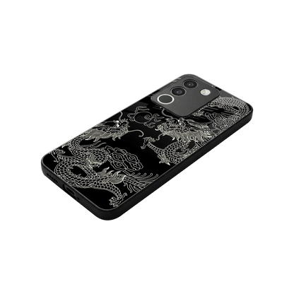 Dragons Black stylish phone case for vivo y200 5g | glossy glass and slim fit