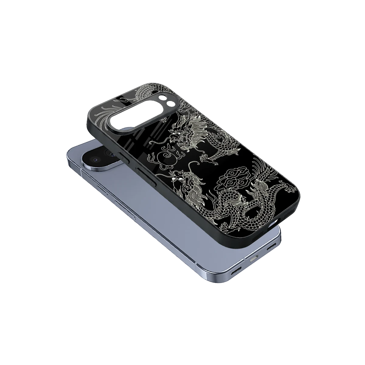 Dragons Black sleek google pixel 10 pro cover with tempered glass back and TPU edges