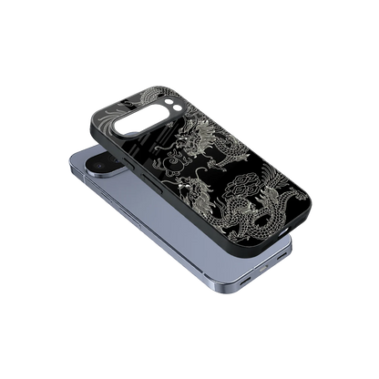 Dragons Black sleek google pixel 10 pro cover with tempered glass back and TPU edges