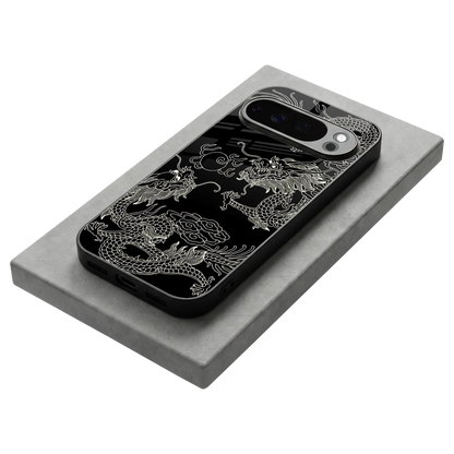 Dragons Black stylish phone case for google pixel 10 pro | glossy glass and slim fit