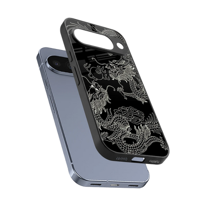 Dragons Black sleek google pixel 10 cover with tempered glass back and TPU edges