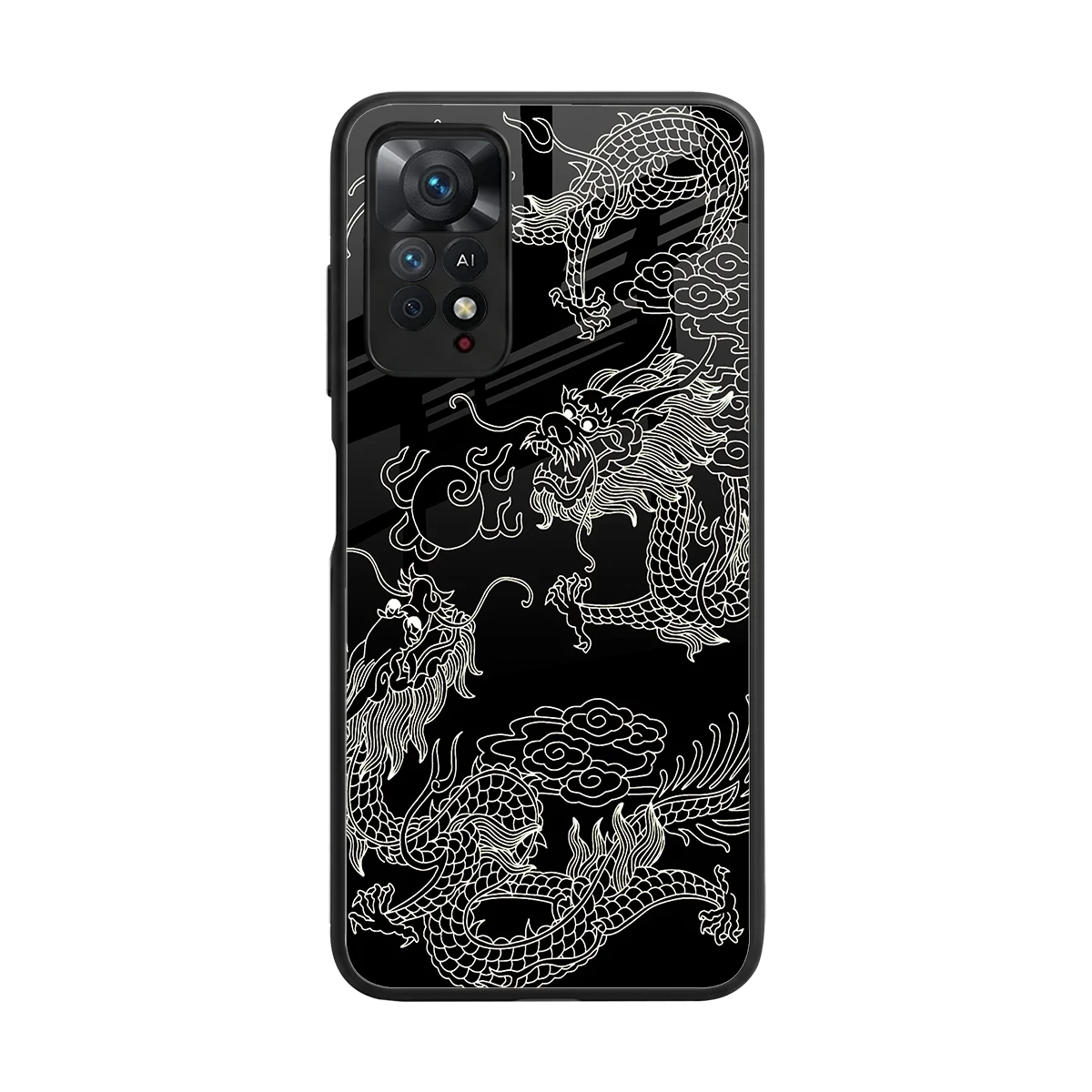 Dragons Black back phone cover | glass case for redmi note 11 pro