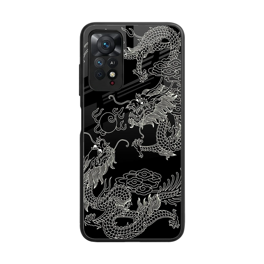 Dragons Black back phone cover | glass case for redmi note 11 pro
