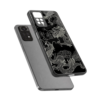 Dragons Black sleek redmi note 11 pro cover with tempered glass back and TPU edges