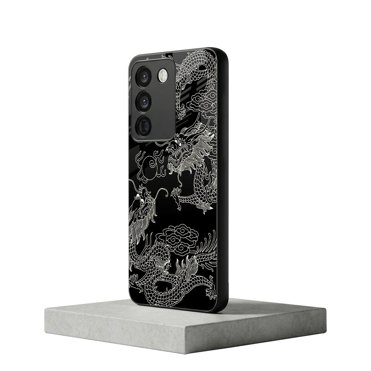 Dragons Black vivo y200 5g mobile cover | shockproof glass phone case