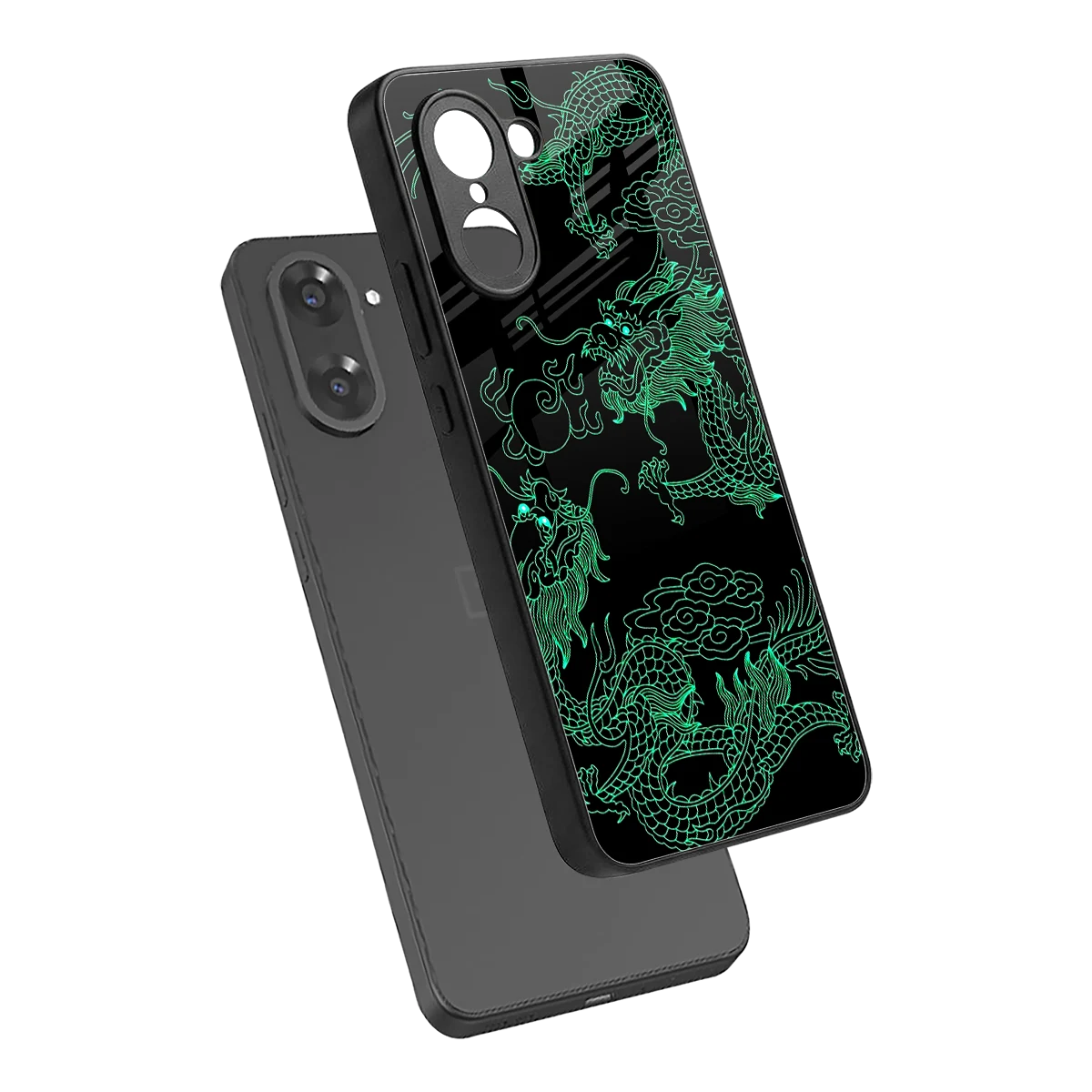 Dragons Green sleek oneplus nord ce5 5g cover with tempered glass back and TPU edges