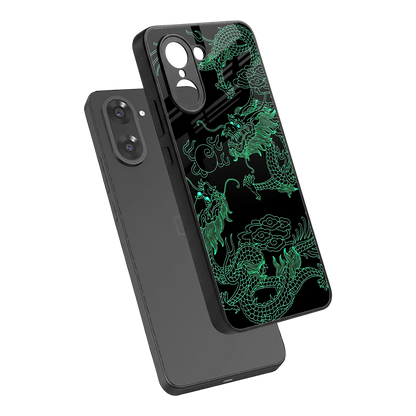 Dragons Green sleek oneplus nord ce5 5g cover with tempered glass back and TPU edges