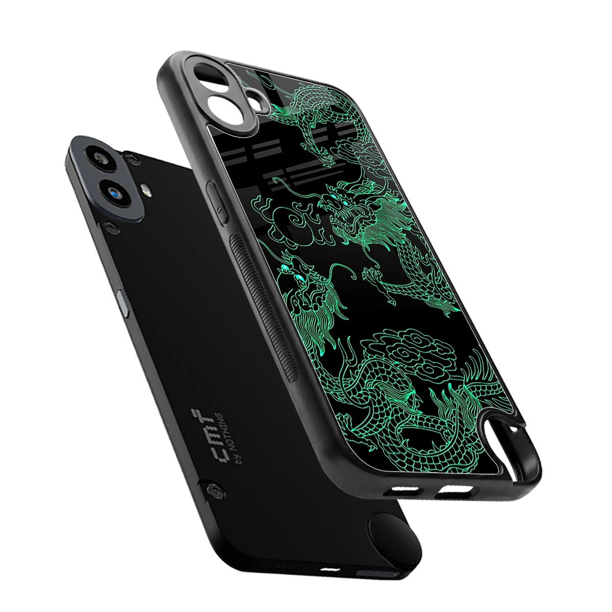 Dragons Green sleek cmf nothing phone 1 cover with tempered glass back and TPU edges