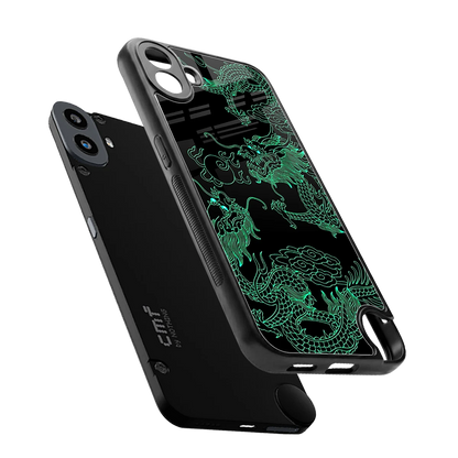 Dragons Green sleek cmf nothing phone 1 cover with tempered glass back and TPU edges