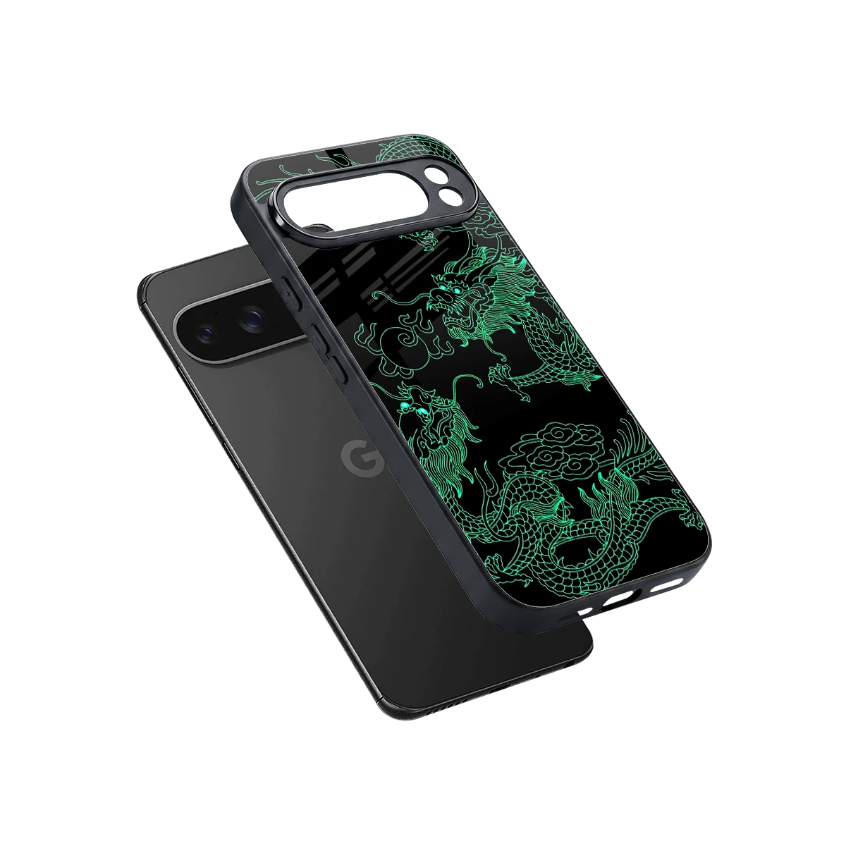 Dragons Green sleek google pixel 10 pro xl cover with tempered glass back and TPU edges